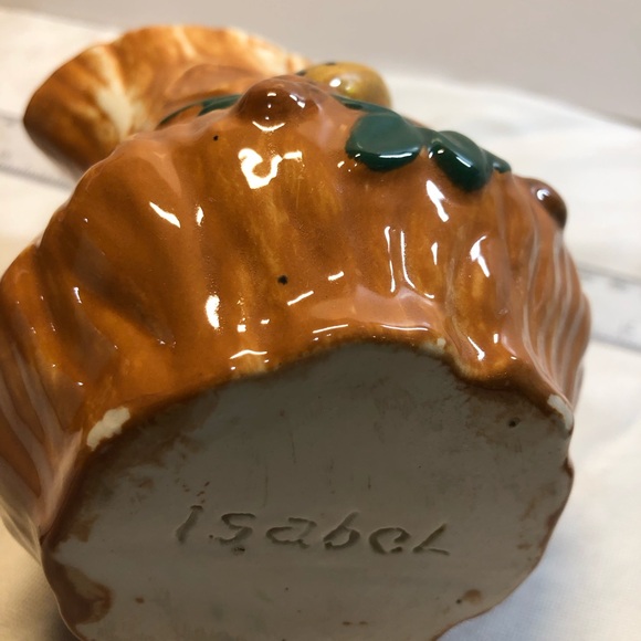 Vintage Pottery Tree Stump Bark Mushrooms Pitcher hand made signed - Picture 10 of 13